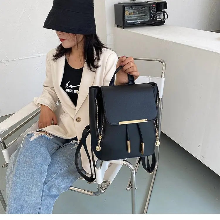 High-Quality PU Leather Backpack for Girls - Large Capacity