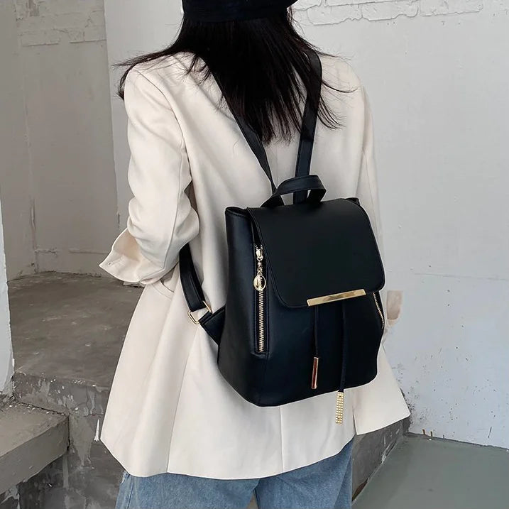 High-Quality PU Leather Backpack for Girls - Large Capacity